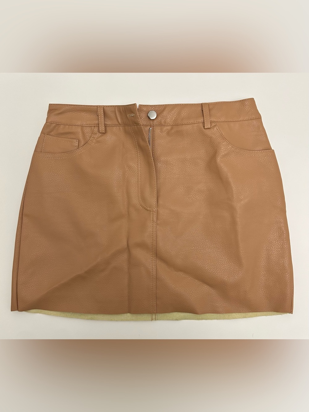Forever 21 Faux Leather Mini Skirt in Tan - XL